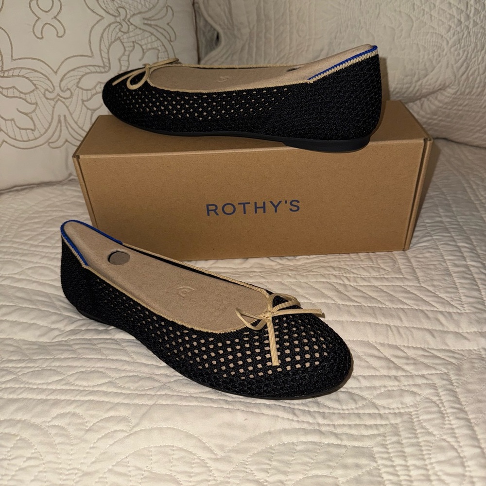 ROTHY’S The Ballet Flat Noir Mesh Size 9.5 New With Box
